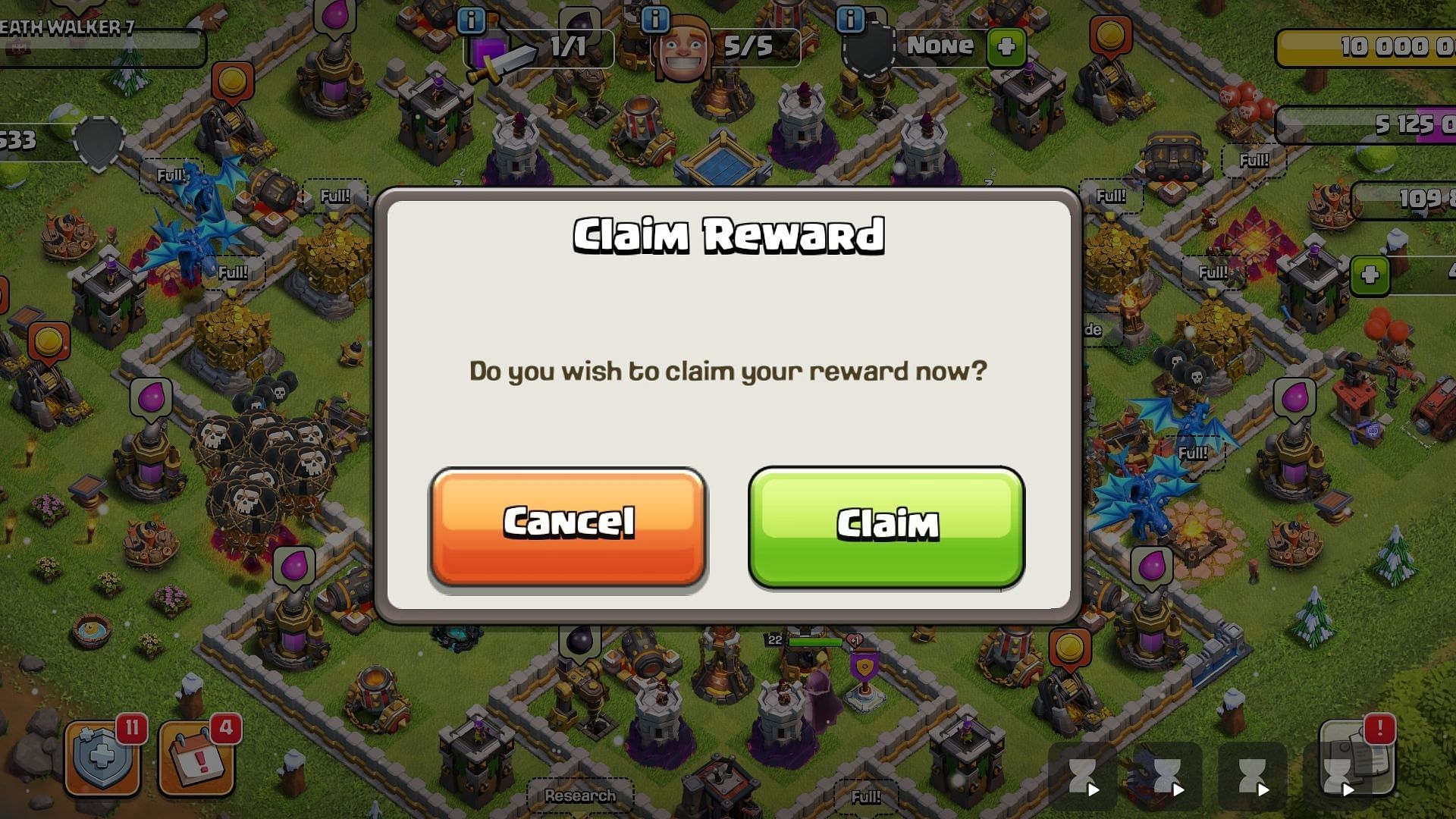 Click on &#039;Claim&#039; to get the snack (Image via Supercell)