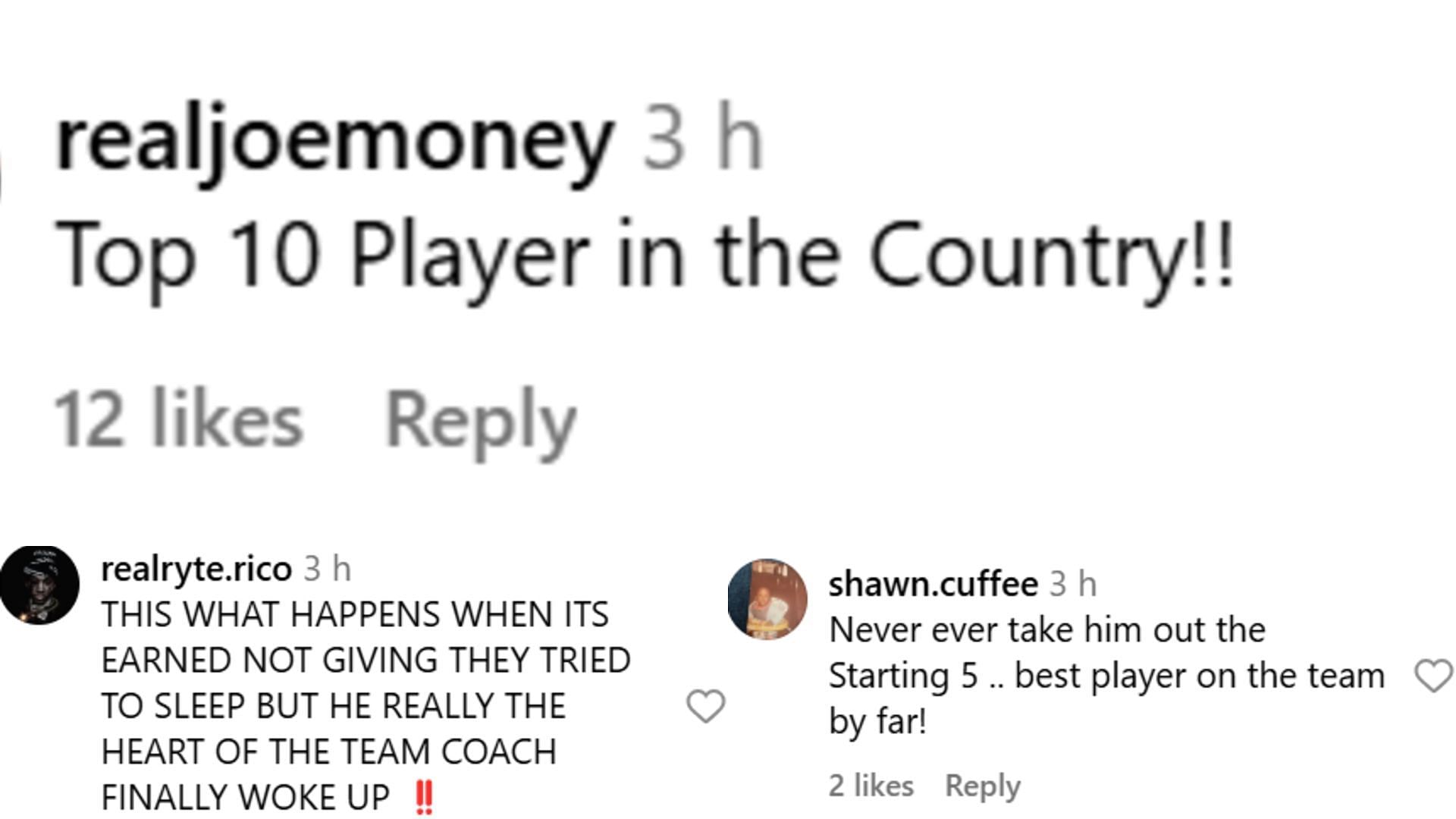 Other UNC fans believed Jackson deserved more starts this season. (Source: https://www.instagram.com/p/DEanHnTSikD/?igsh=b253ZHZoc240YjNh&amp;img_index=2)