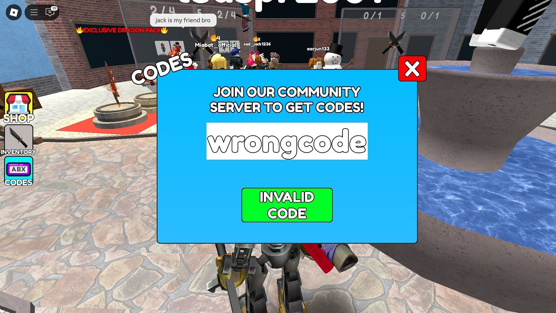 Avoid typos while using codes (Image via Roblox)