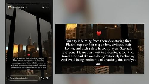 Kayla Nicole pens down a brief note sharing prayers for LA’s ongoing suffering from the devastating wildfires (Credits: IG/Kayla Nicole)