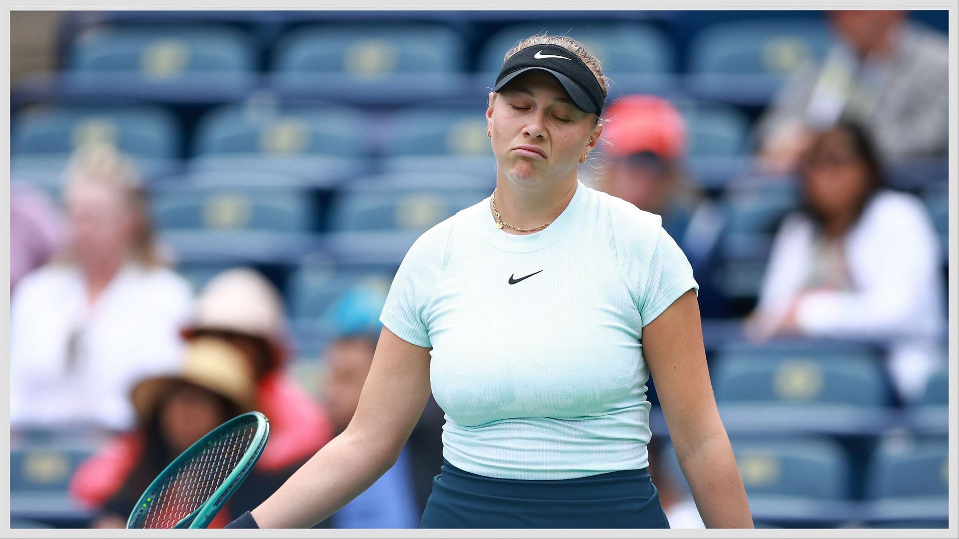 Amanda Anisimova disappointed with her performance on the court.