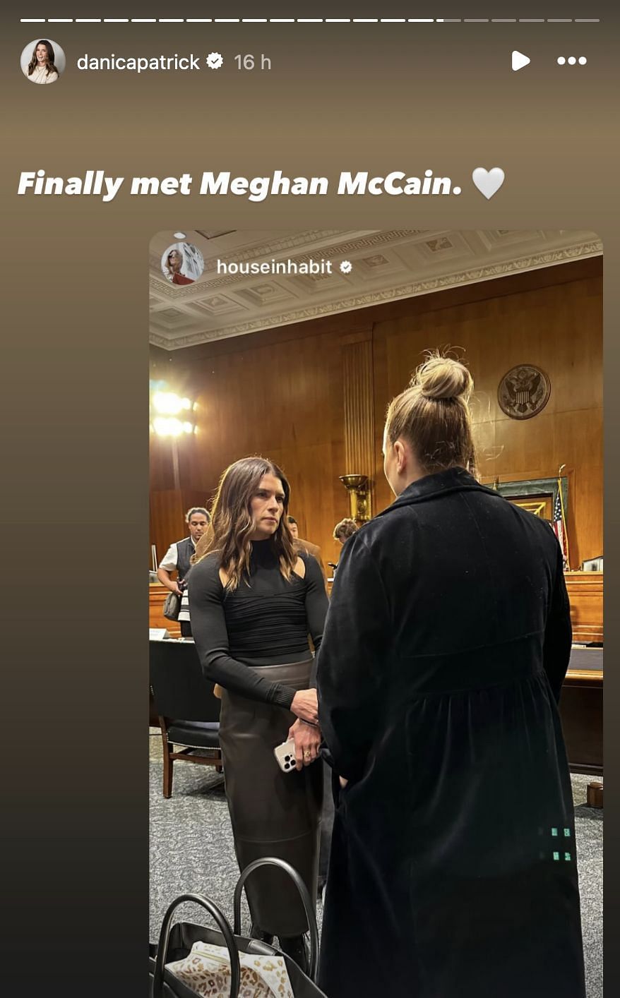 Danica Patrick&#039;s Instagram story with Meghan McCain Source - Instagram/@danicapatrick