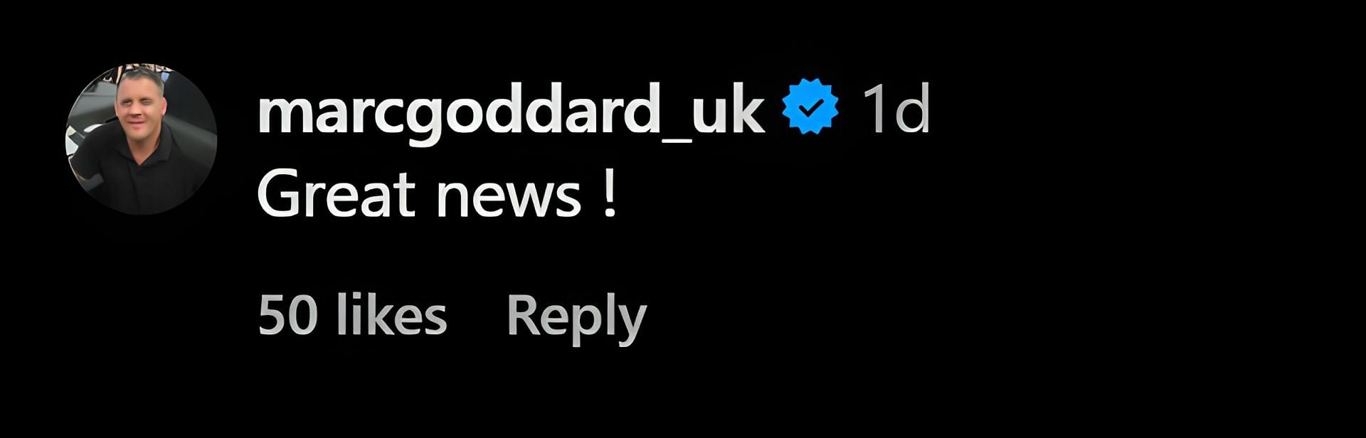 A screenshot of Marc Goddard&#039;s comment