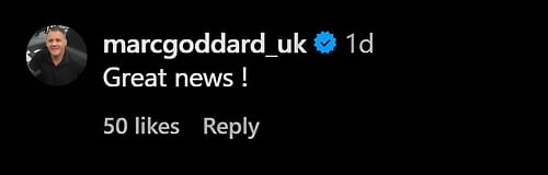 A screenshot of Marc Goddard's comment