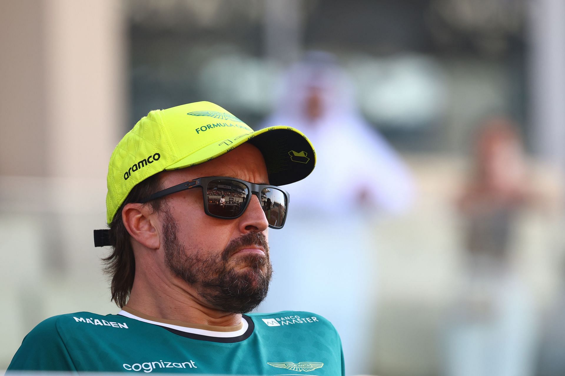 Fernando Alonso of Spain and Aston Martin F1 Team looks on prior to the F1 Grand Prix of Abu Dhabi - Source: Getty