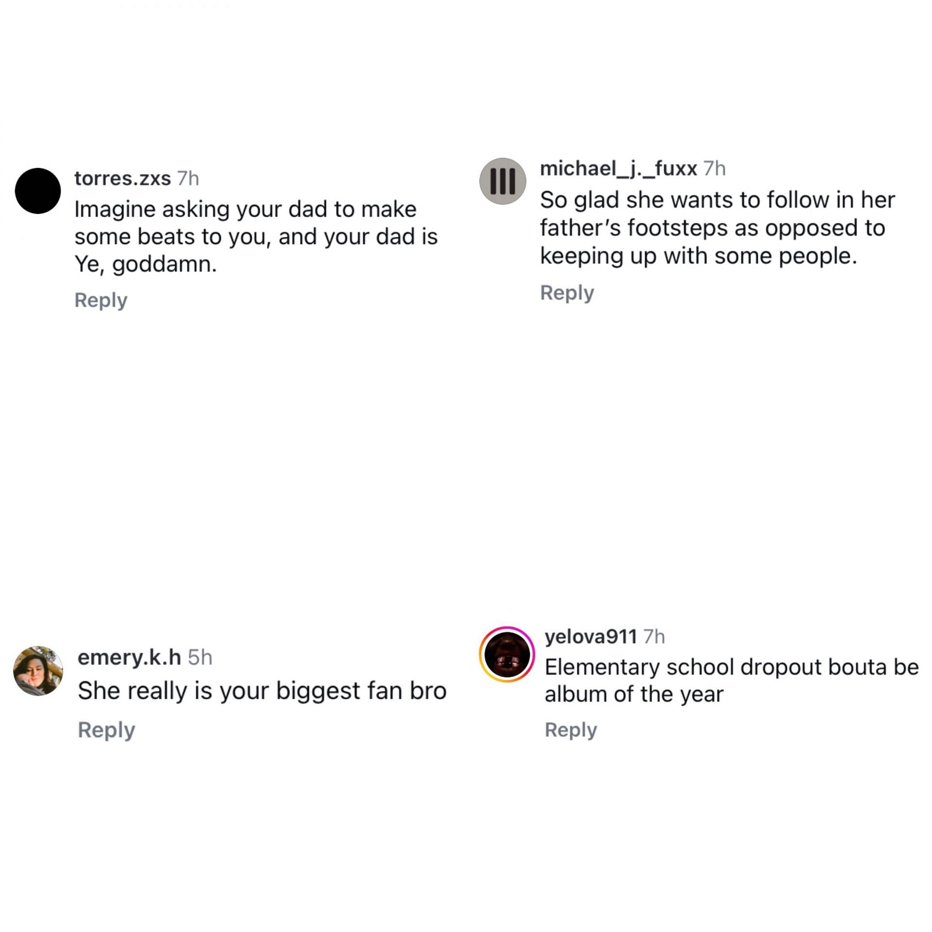 Comments on Kanye West's new Instagram post (Image via @ye/Instagram)