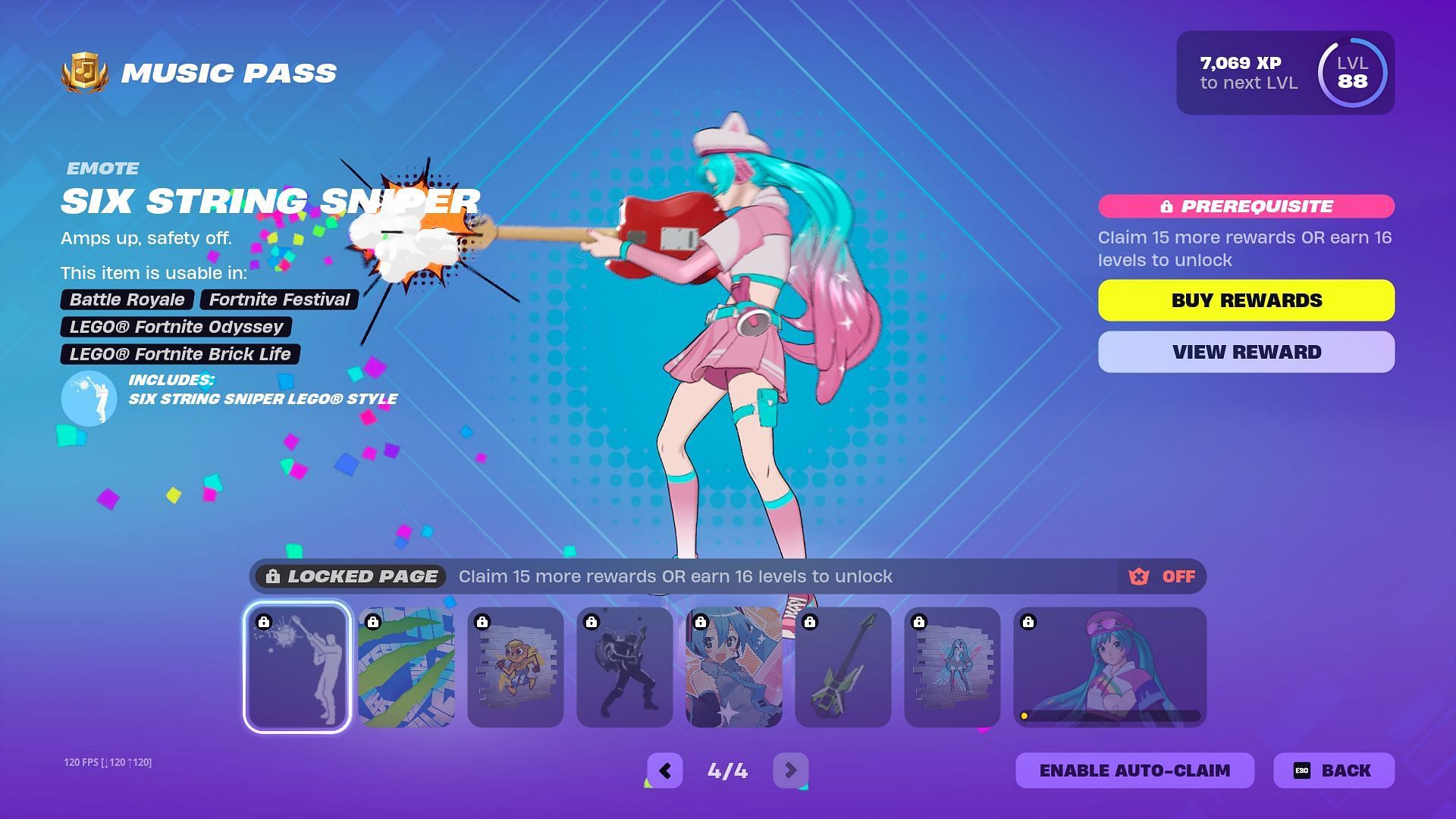 Fortnite Festival&#039;s Season 7 Pass rewards players with a host of Hatsune Miku-themed cosmetics (Image via Epic Games)