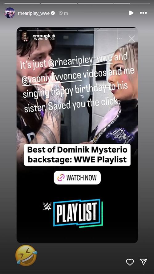 Rhea reacts to CM Punk's remarks [Photo Credits: Screenshot of Ripley's Instagram story]