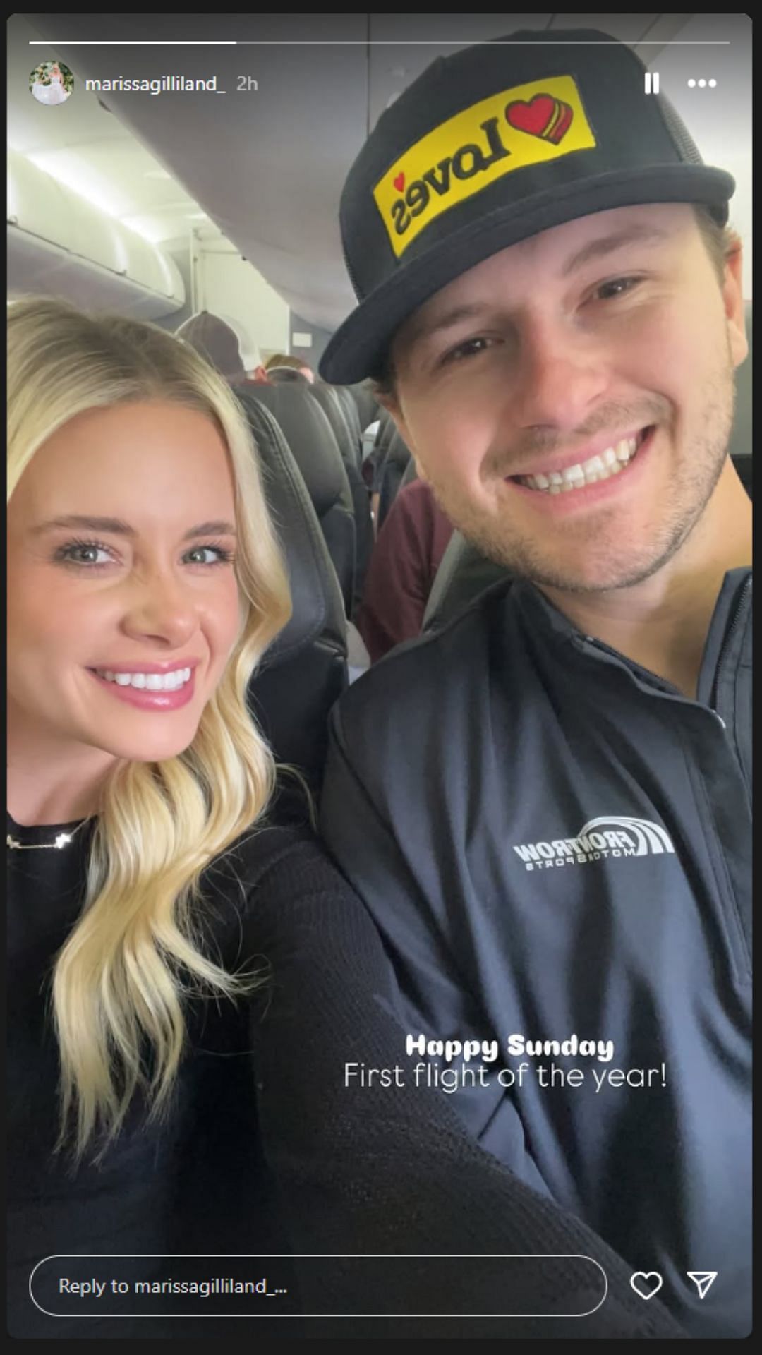 Marissa Gilliland&#039;s Instagram story with Todd Gilliland - Source: via @marissagilliland_ on Instagram