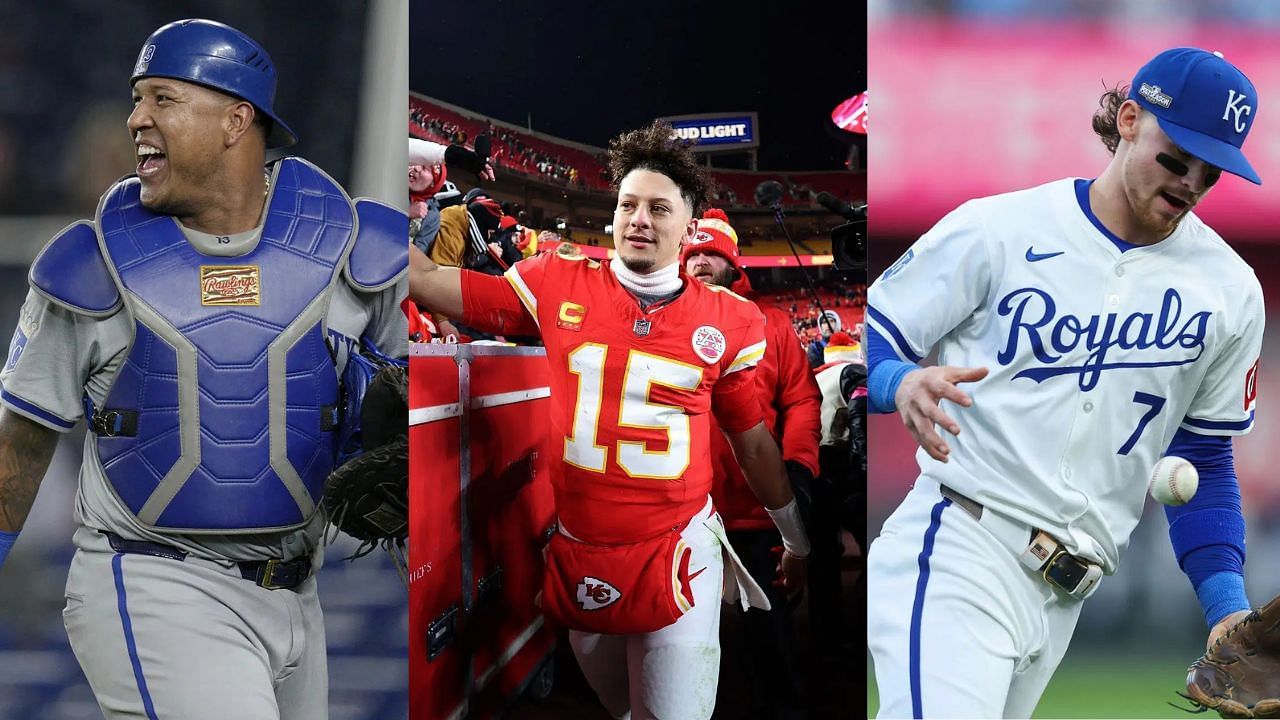 Salvador Perez (left), Patrick Mahomes (center), and Bobby Witt Jr. (right) (Getty)