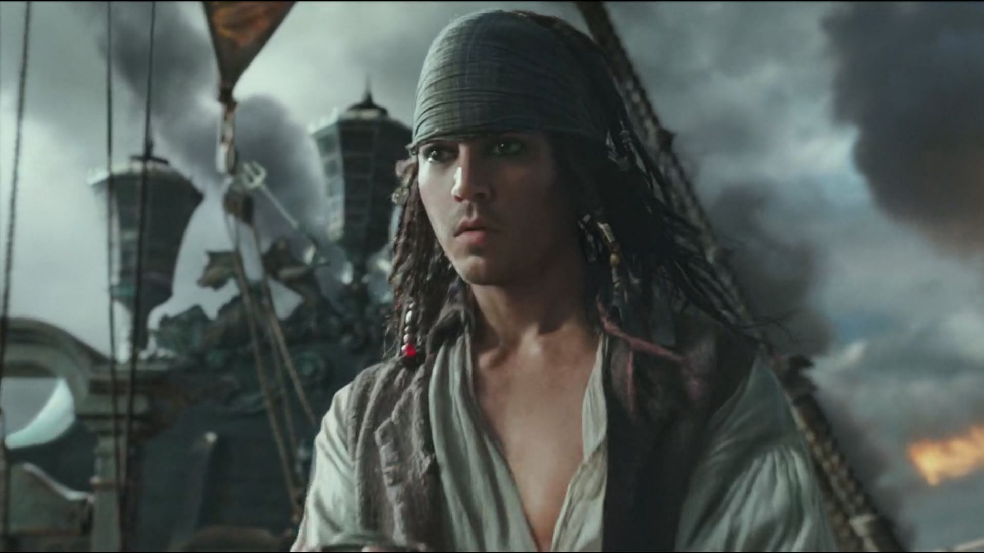 A flashback of Young Jack Sparrow in a still from the movie (Image via Apple TV)