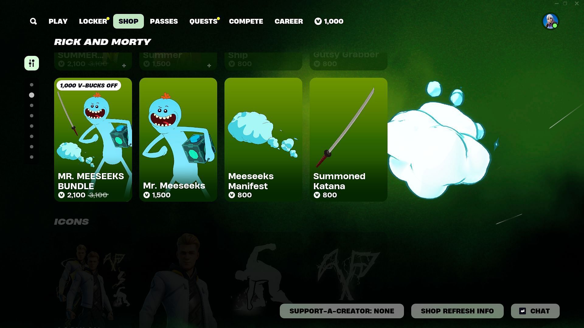 You can purchase additional cosmetics related to to Mr. Meeseeks (Image via Epic Games)