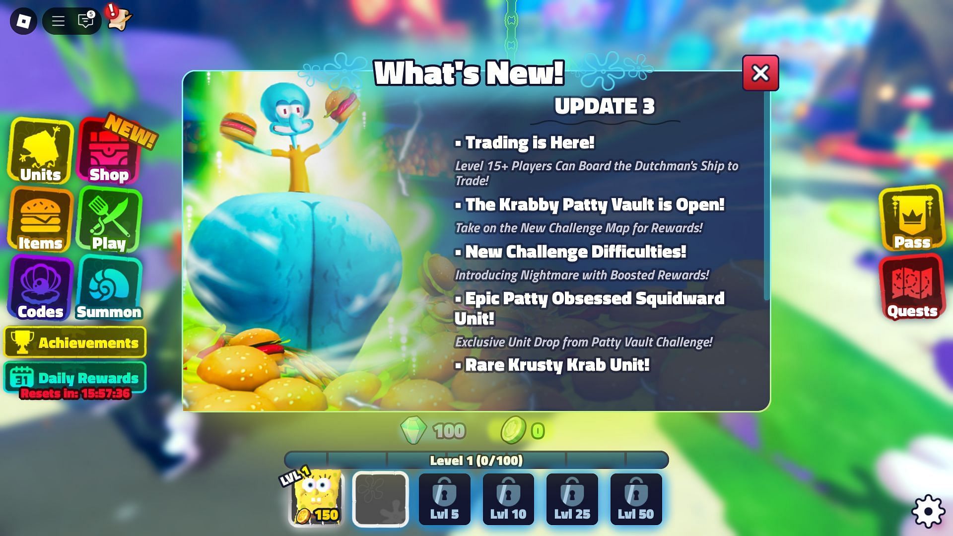 In-game update log (Image via Roblox)