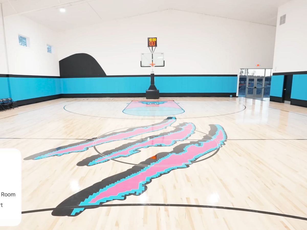 MrBeast has a basketball court in his gym (Image via YouTube/@JesseJamesWest)