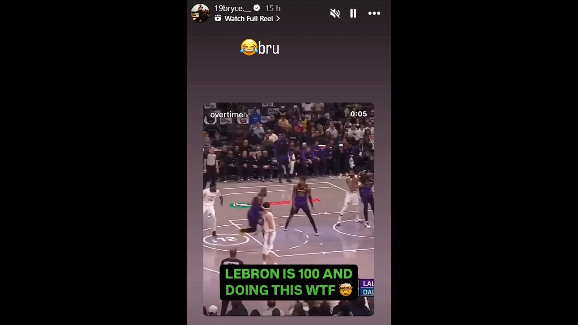 Bryce Underwood reacted to NBA legend LeBron James&#039;s one-handed dunk. (Credits: IG/@19bryce.__)