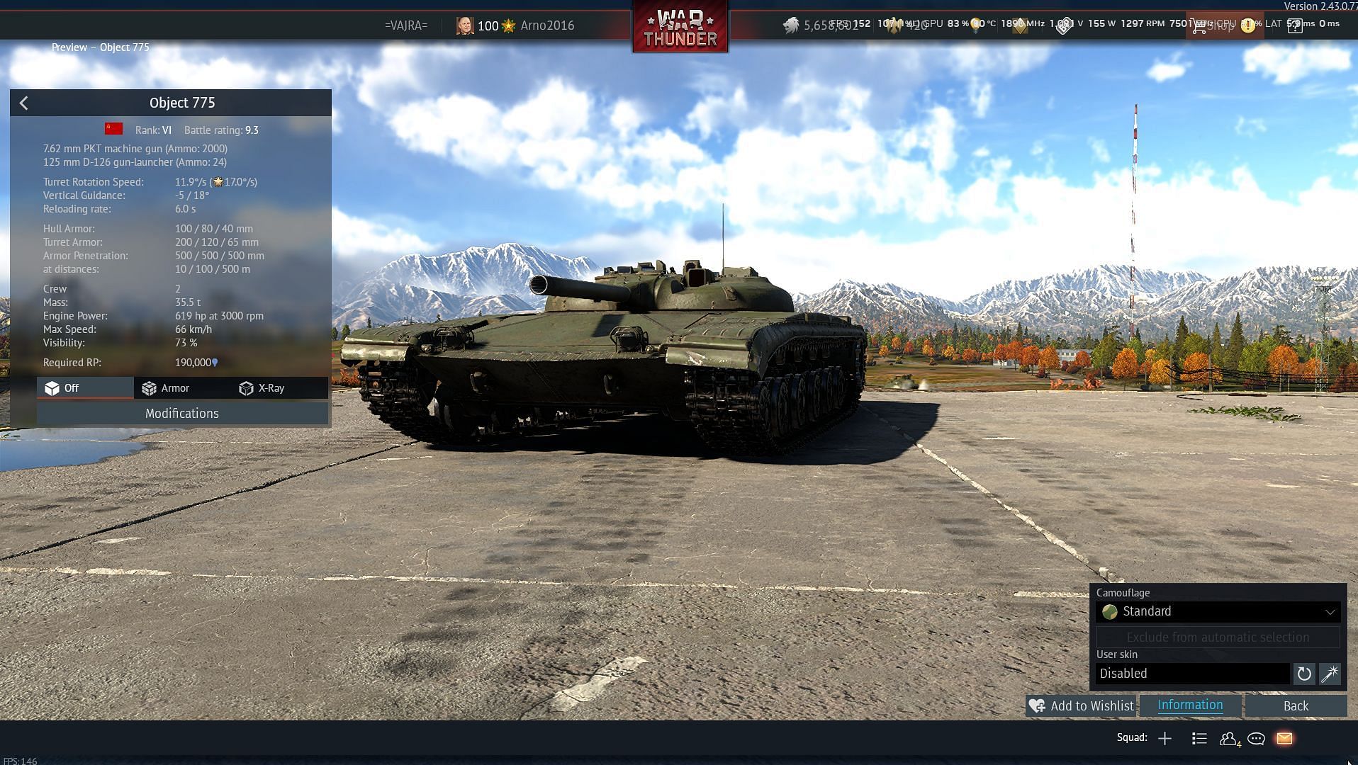 The Object 775 is a prototype tank (Image via Gaijin Entertainment)