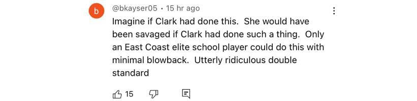 A fan comments about Caitlin Clark&#039;s WNBA Draft situation (image credit: youtube/micktalkshoops)