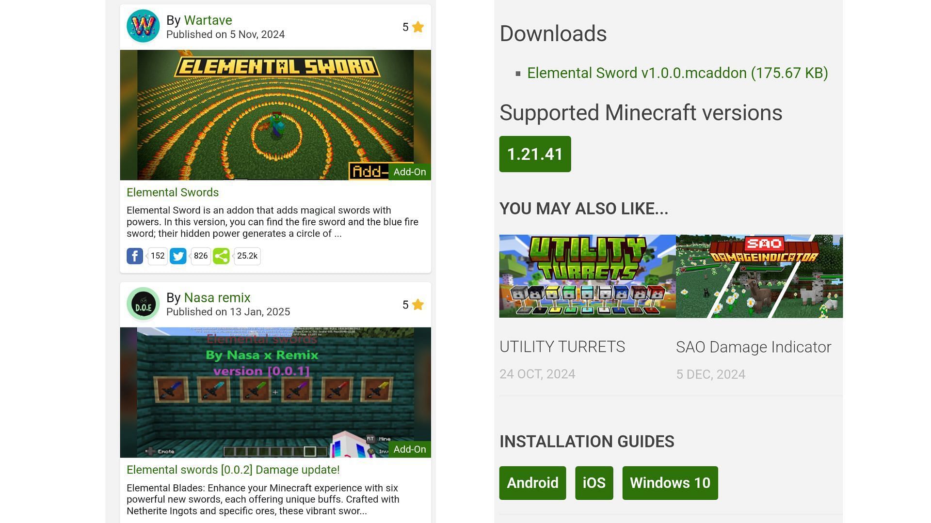 Go to a mods website and download what you want (Image via mcpedl)