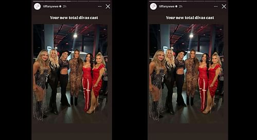 Tiffany Stratton posing with Nia Jax and WWE legends! (Credits: Tiffany Stratton's Instagram story)