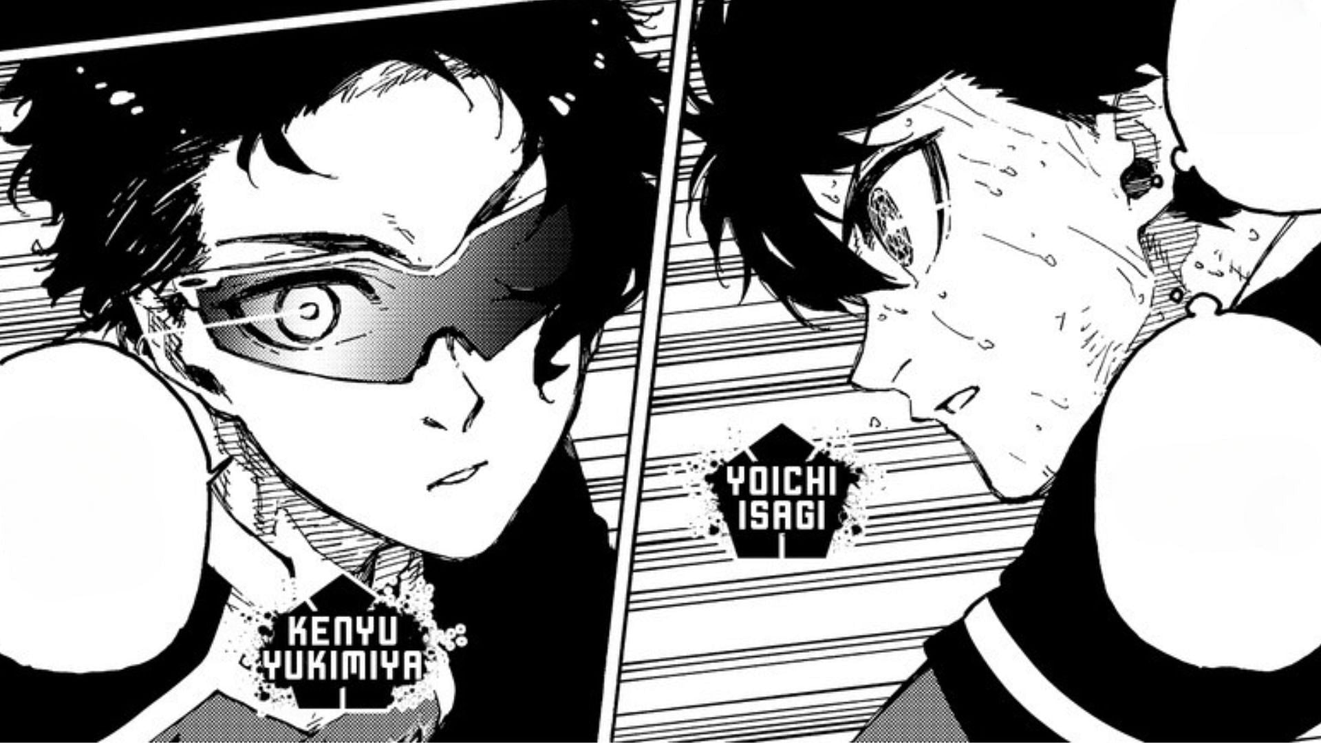 Yukimiya Kenyu and Yoichi Isagi as seen in Blue Lock chapter 288 part 2 (Image via Kodansha)