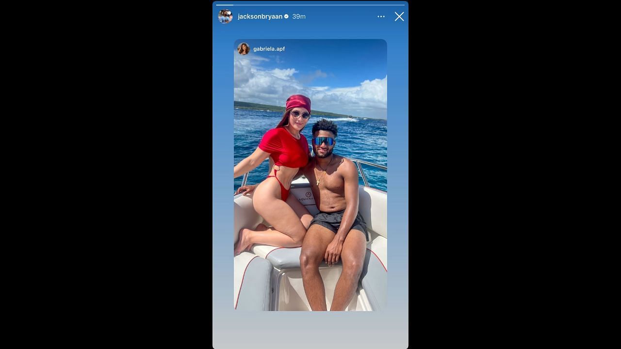 Screenshot of Gabriela Alejandra&#039;s Instagram story, which was later reshared by Chourio (Image from - Instagram.com/@jacksonbryaan IG Stories)