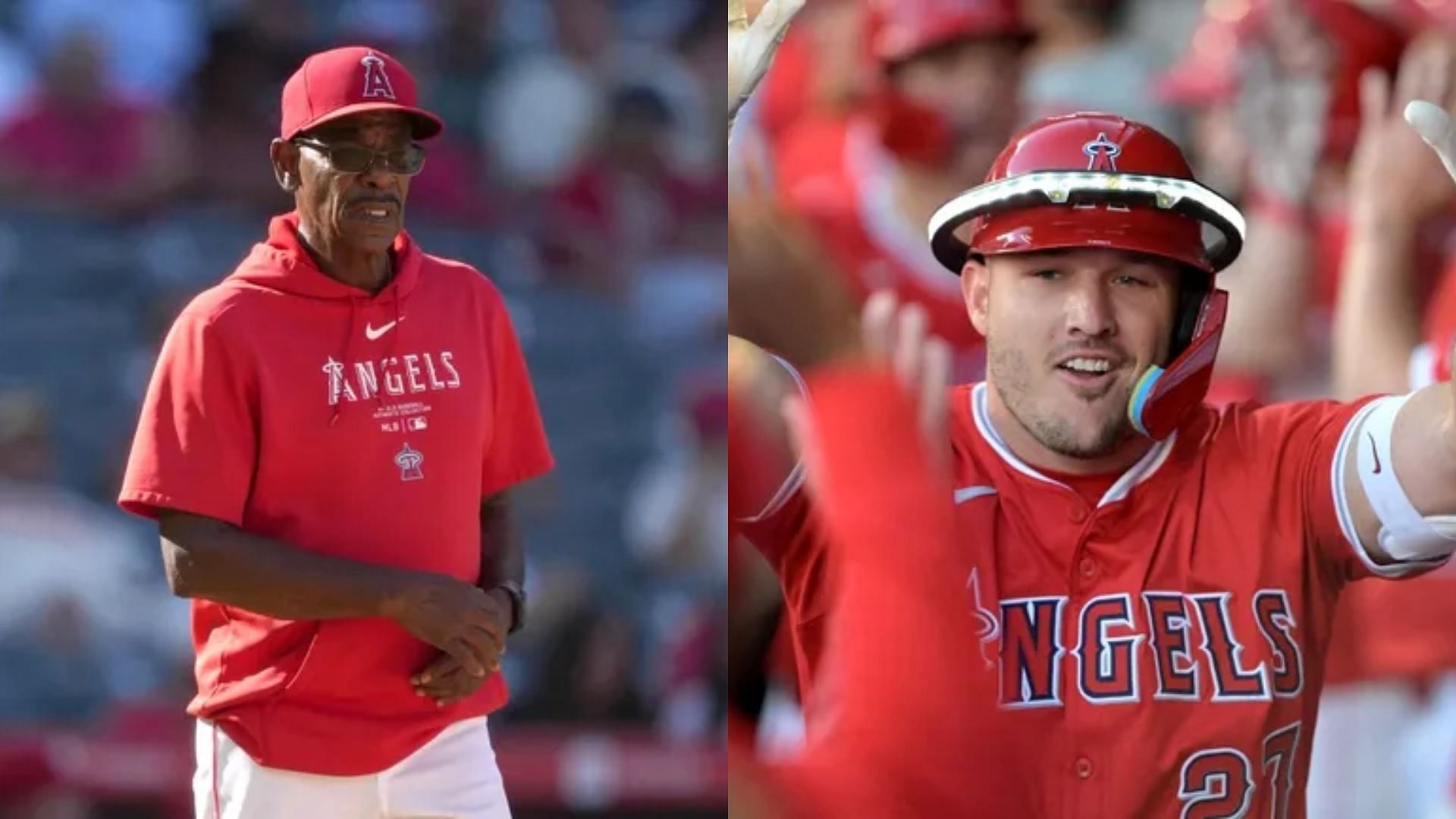 Los Angeles Angels Manager Ron washington &amp; Mike Trout