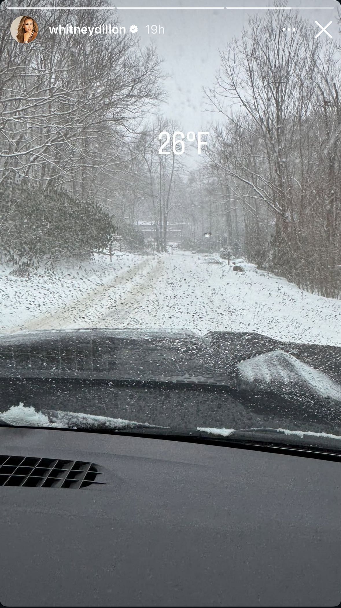 Whitney Dillon&#039;s Instagram Story showing off the snow - Image via Instagram/@whitneydillon