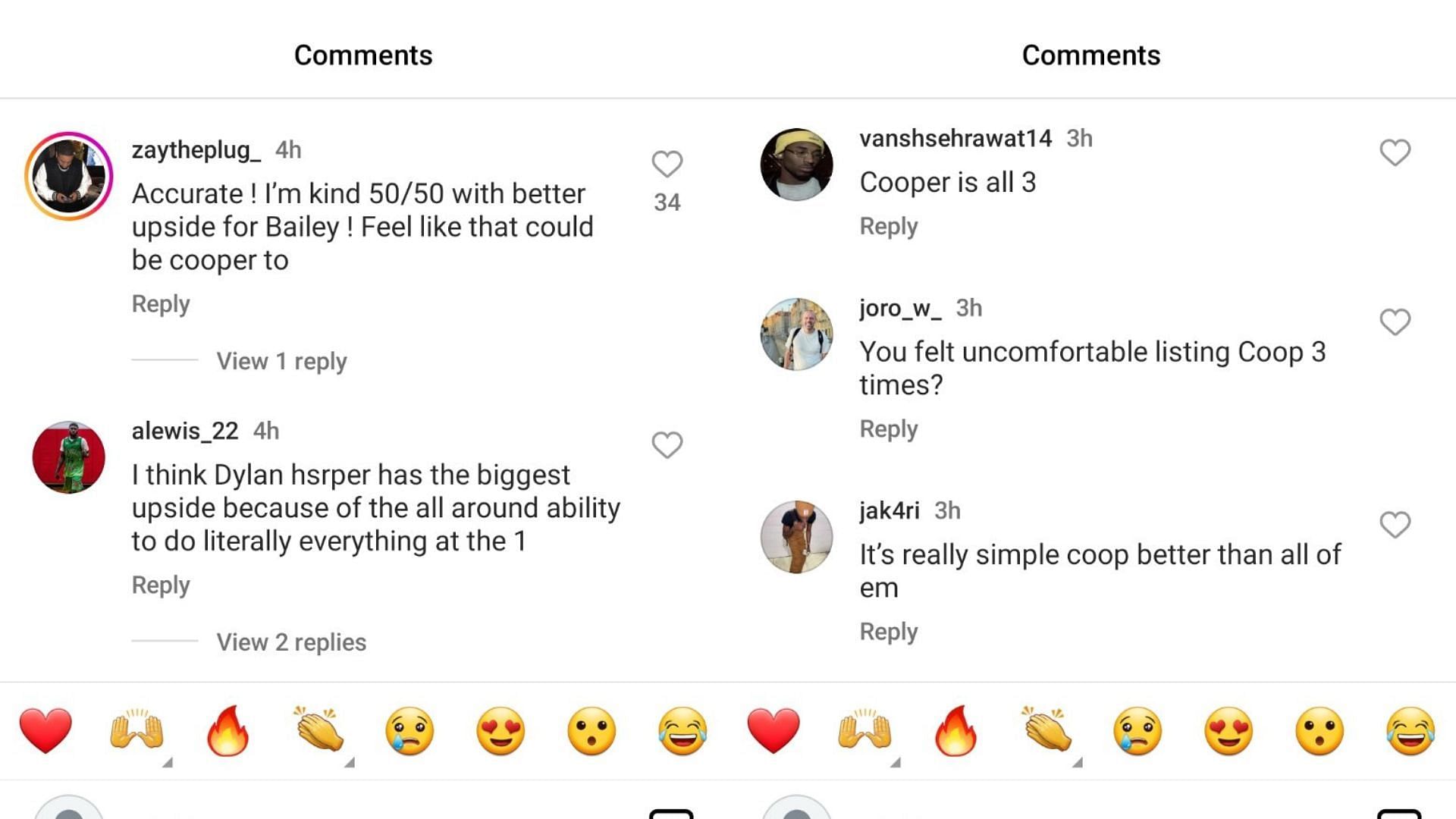 College hoops fans react to Instagram post describing Ace Bailey as having the highest upside compared to Cooper Flagg and Dylan Harper. Source: Instagram/@recruitsnews