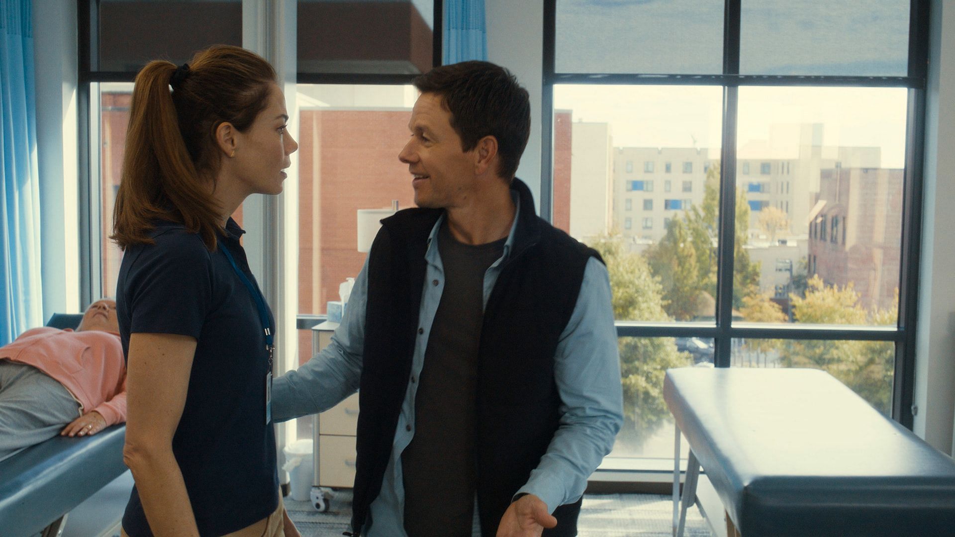 Michelle Monaghan and Mark Wahlberg in The Family Plan, streaming on Apple TV+.