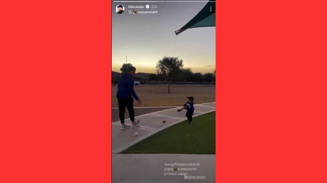 Luis can be seen playing with his son. Source - Instagram/@kikecessa