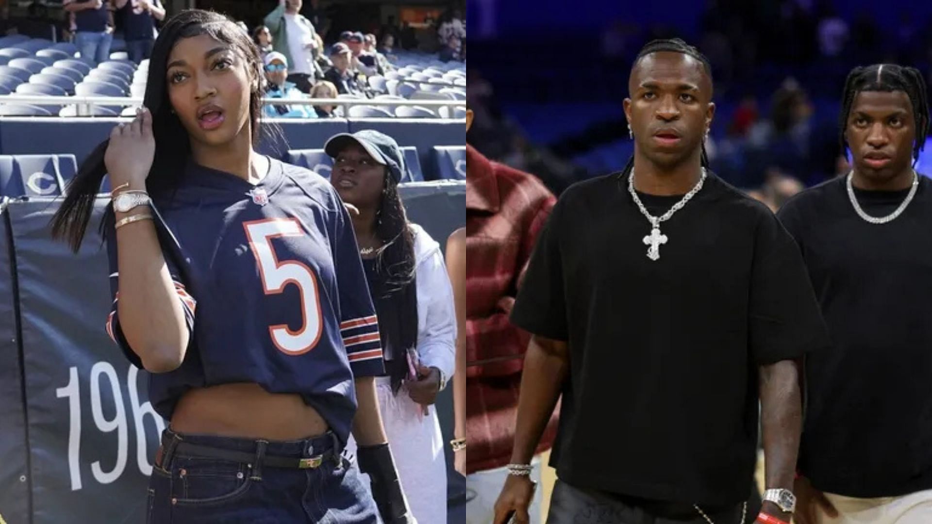 Chicago Sky forward Angel Reese and Real Madrid forward Vinicius Jr. met each other at an NBA game between Orlando Magic and Boston Celtics in December (Credits: IMAGN)