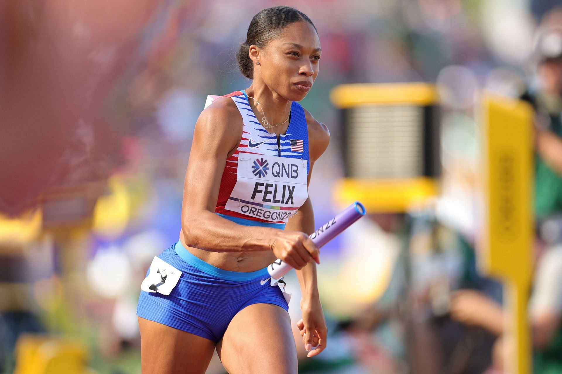 Allyson Felix at the World Athletics Championships Oregon22 - Day Nine - Source: Getty