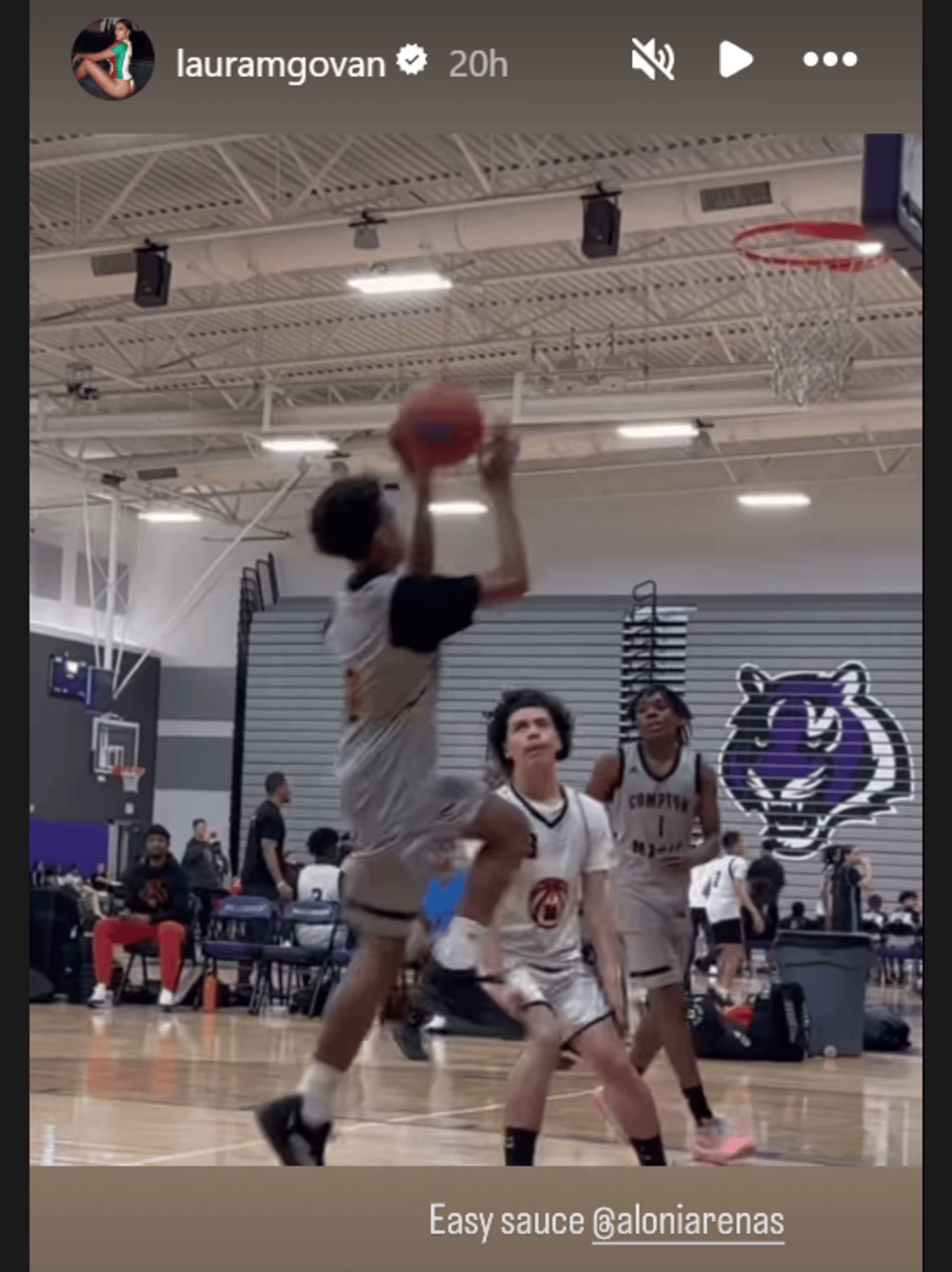 Laura Govan shares Aloni Arenas&#039; middle school hooping highlights (Source: Instagram/ lauramgovan)