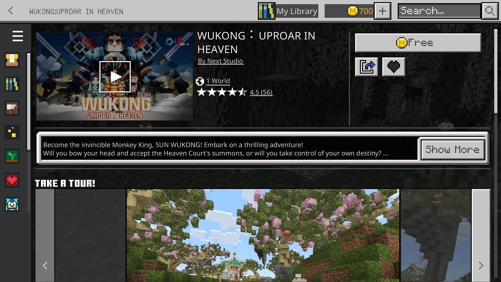 The Minecraft Wukong: Uproar DLC can be obtained from the in-game Marketplace (Image via Mojang Studios || Next Studio)