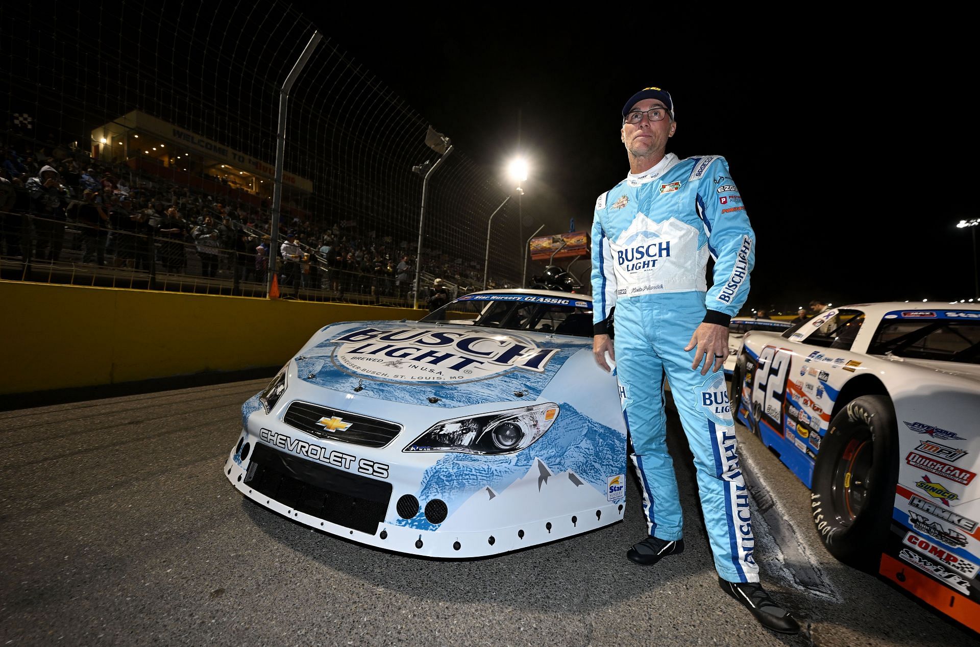 LAS VEGAS, NV - OCTOBER 18: Kevin Harvick (#62 Busch Lite Super Late Model) stands beside his race car prior to the Star Nursery Classic during the Star Nursery Classic on October 18, 2024, at the Bullring at Las Vegas Motor Speedway in Las Vegas, NV. (Photo by Will Lester/Icon Sportswire via Getty Images) - Source: Getty