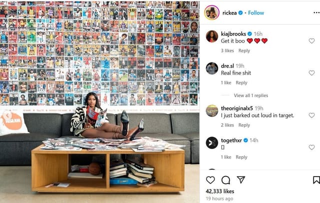 Kia Brooks drops comment on Rickea Jackson's IG photos. -(Image Source:Instagram/@rickea)