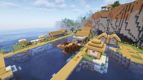 Minecraft player discovers a perfectly connected shipwreck and blacksmith house