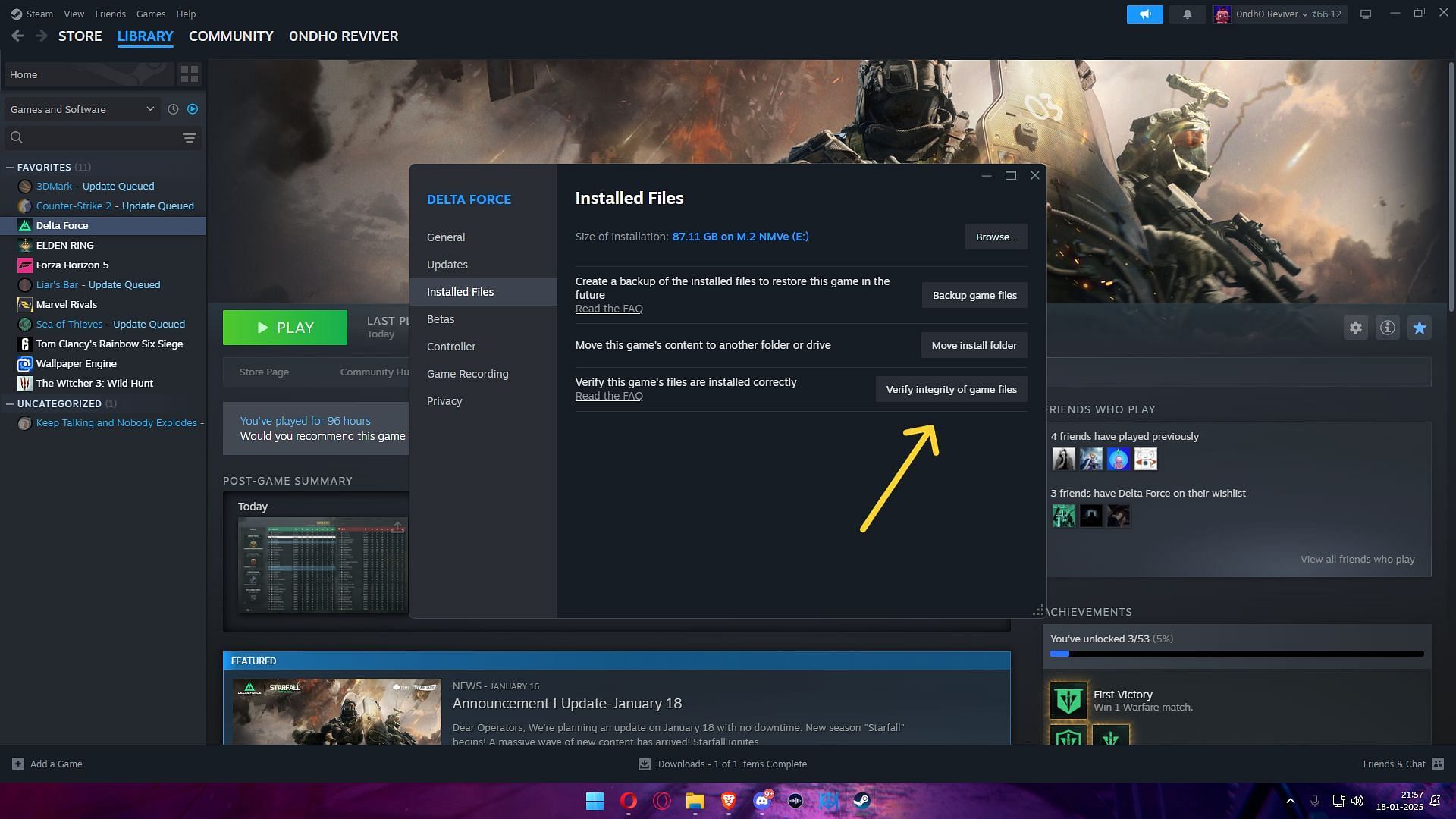 Check for corrupted game files on Steam (Image via Steam)