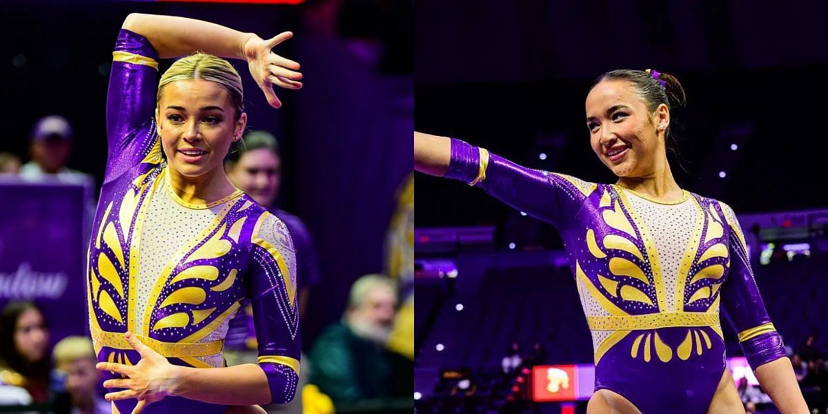 Olivia Dunne competes at an intrasquad meet ahead of 2025 season opener. (Images by Getty)