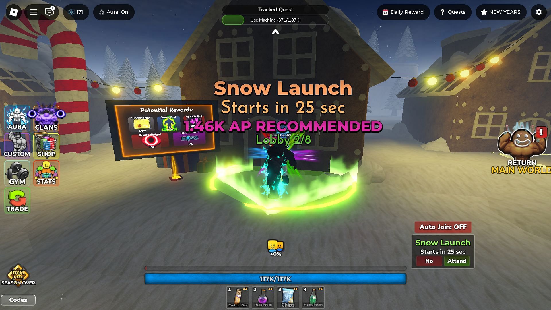 Complete the Snowball Launch mini-game to earn Snowflakes (Image via Roblox)