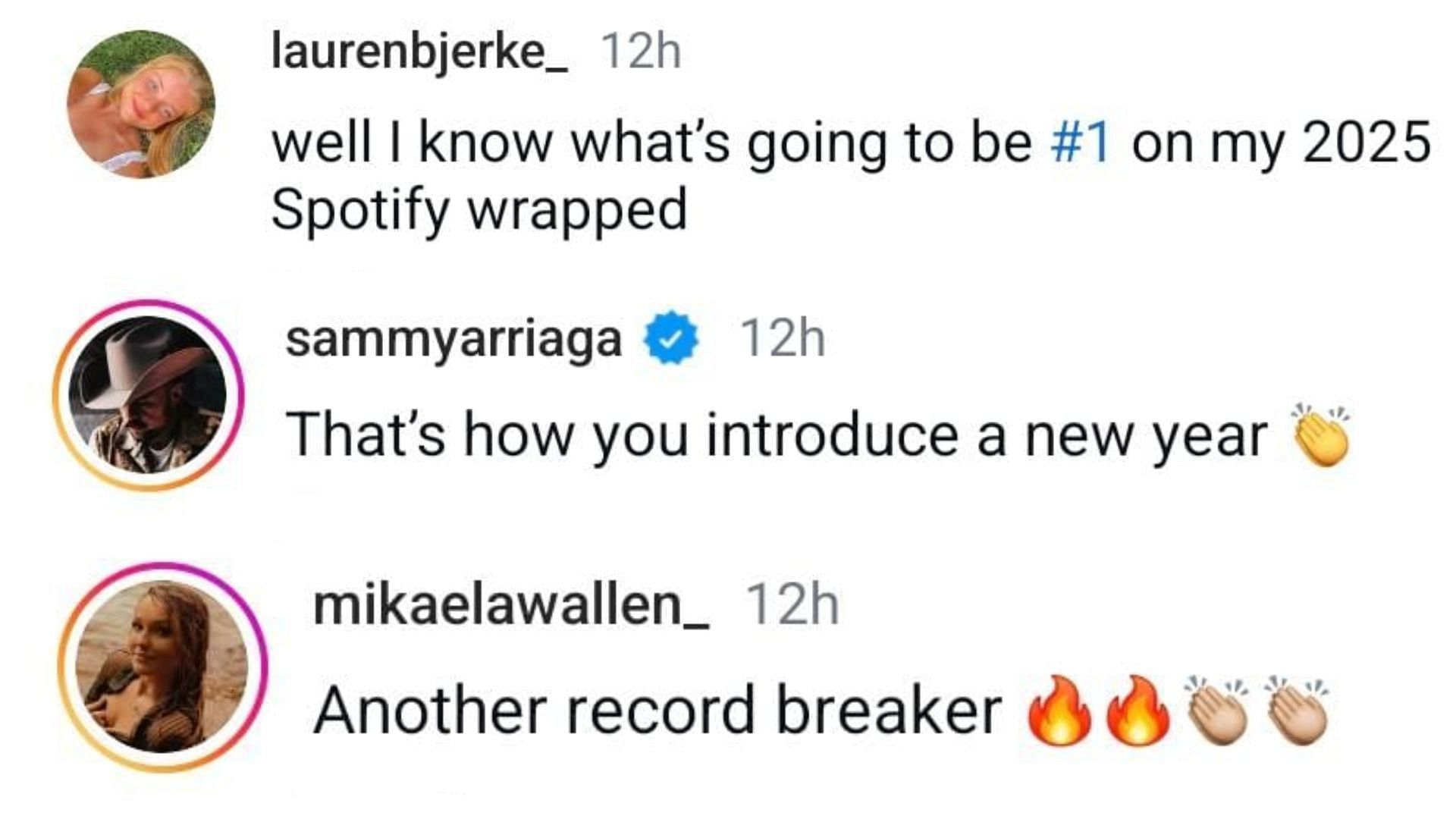 Netizens reacted as Wallen released a surprise single (Image via Instagram / @laurenbjerke_ / @sammyarriaga / @mikaelawallen_)