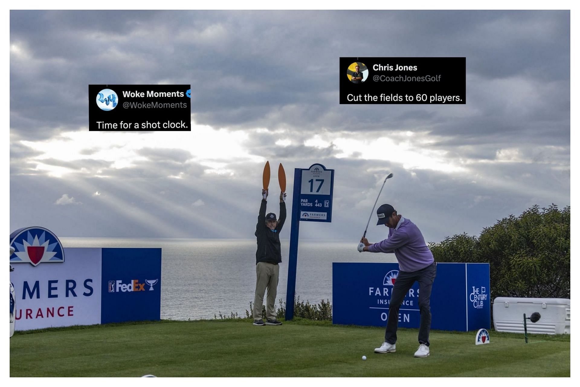 Harris English at the Farmers Insurance Open 2025 (Image via Getty, x@WokeMoments, x@CoachJonesGolf)