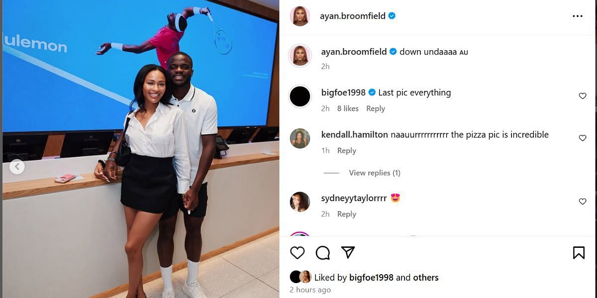 Frances Tiafoe&#039;s comment on Ayan Broomfield&#039;s post (Image: Instagram @ayan.broomfield)