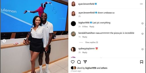 Frances Tiafoe's comment on Ayan Broomfield's post (Image: Instagram @ayan.broomfield)