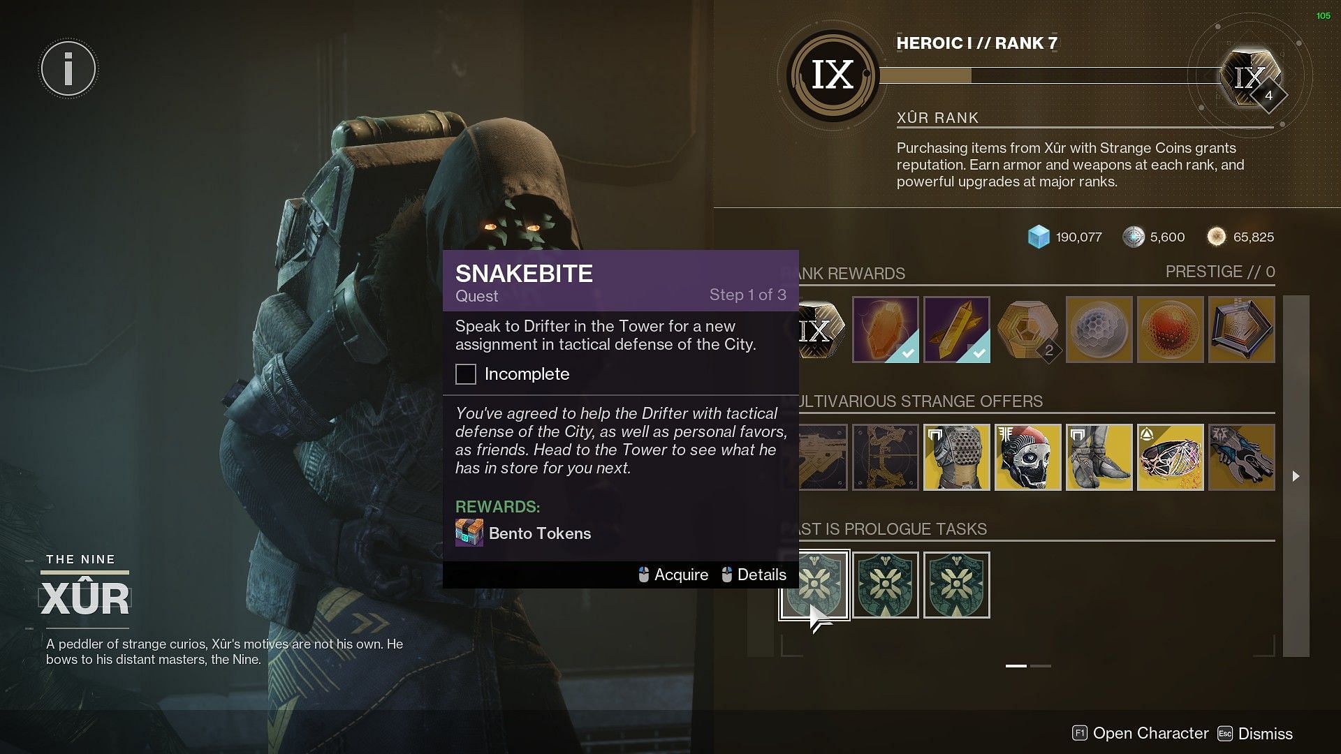 Quests from Xur in Destiny 2 (Image via Bungie)