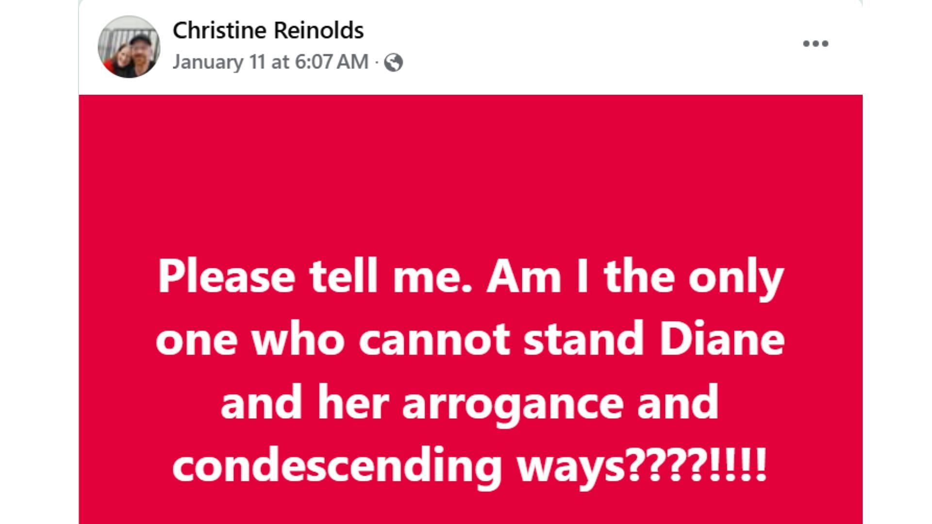 The original post on Diane by a viewer (Image via Facebook/@General Hospital Fans-Official)