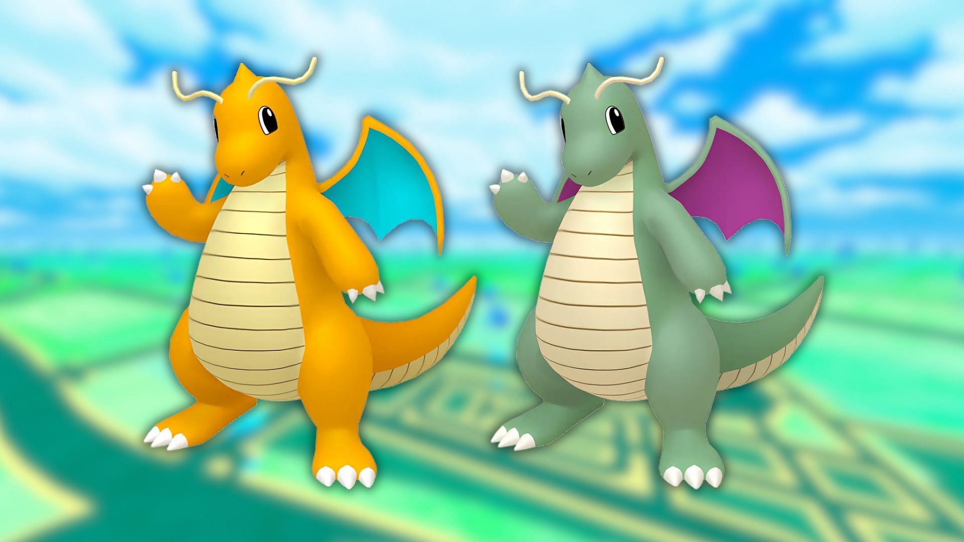 Dragonite and its shiny variant (Image via The Pokemon Company)