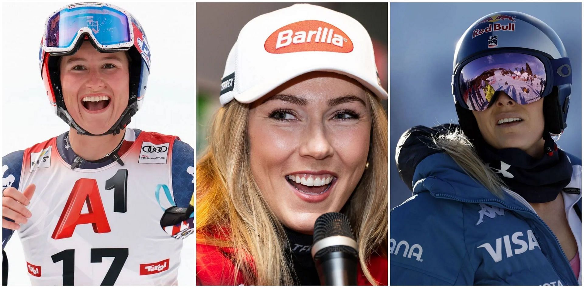 Lauren Macuga, Mikaela Shiffrin and Lindsey Vonn