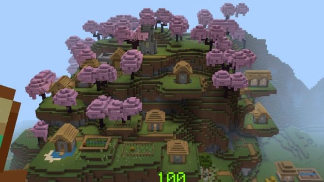 Minecraft player discovers beautiful cherry blossom village seed