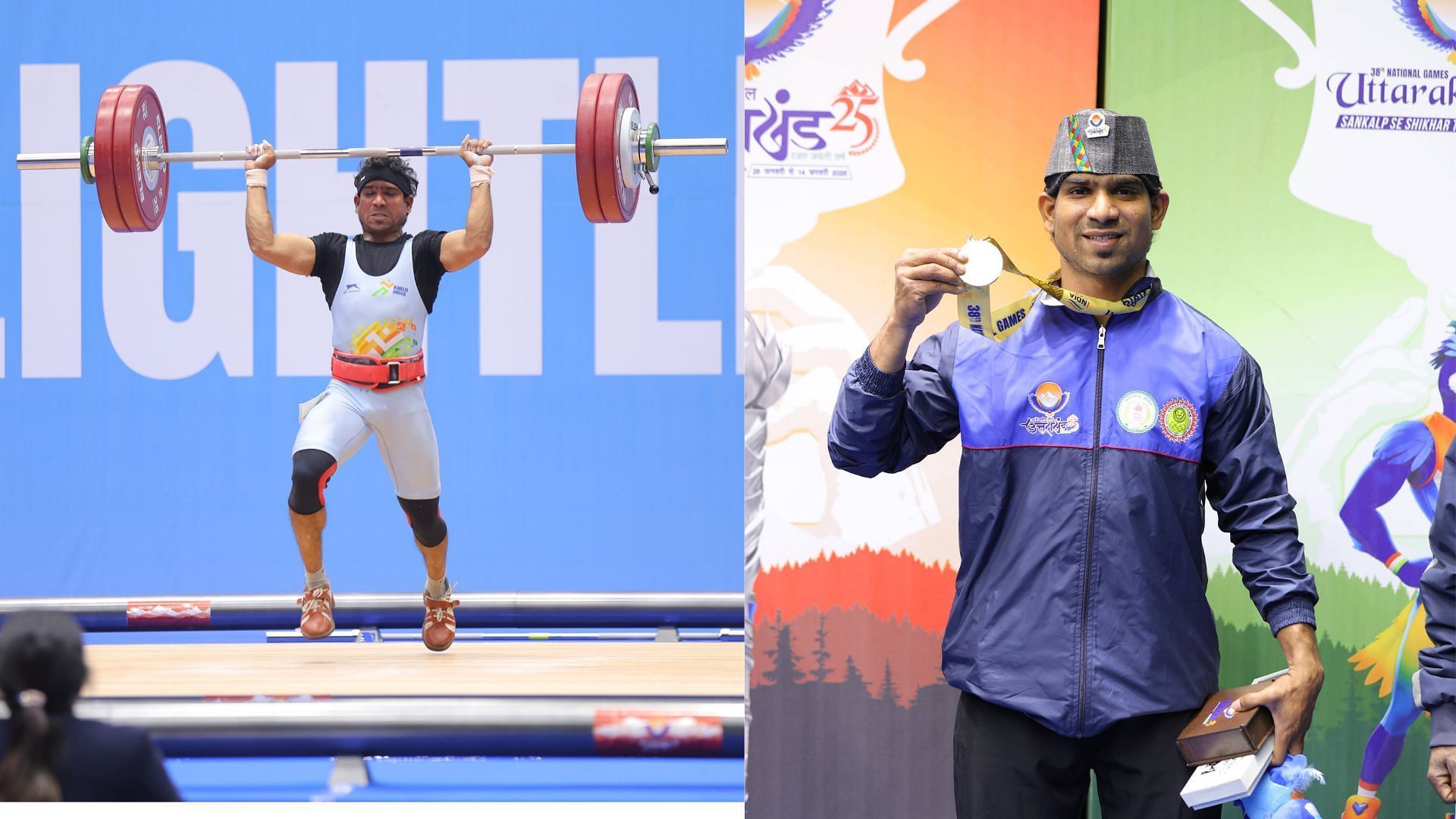 National Games 2025: Vijay Kumar equals National Record in Clean and Jerk to clinch Gold in 55kg Weightlifting (Images via National Games)